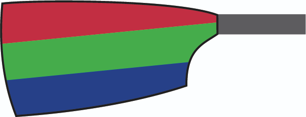 Blade of Millfield School Boat Club: Red, Green & Blue