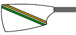 Blade of Claires Court School Boat Club: White With Gold/White/Emerald Diagonal Stripe