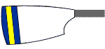 Blade of Reading Blue Coat School Boat Club: White with Blue, Yellow and Blue Stripes on Tip