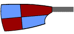 Blade of Lymington Amateur Rowing Club: Light Blue with Maroon Quarters